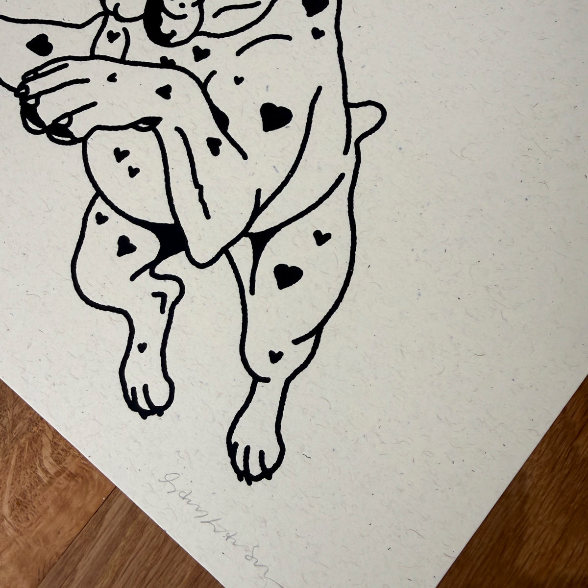 Boxer Hearts - Signed 10x8in Silkscreen Print on Recycled Paper