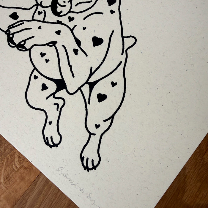 Boxer Hearts - Signed 10x8in Silkscreen Print on Recycled Paper