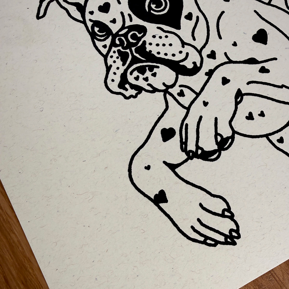 Boxer Hearts - Signed 10x8in Silkscreen Print on Recycled Paper