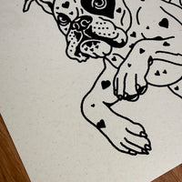 Boxer Hearts - Signed 10x8in Silkscreen Print on Recycled Paper