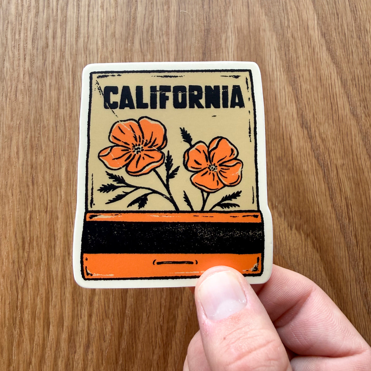 California Poppies Matchbook - 3 Inch Matte Vinyl Flower Sticker