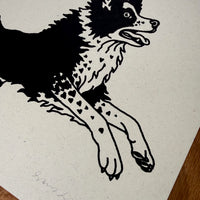 Border Collie Hearts - Signed 10x8in Silkscreen Print on Recycled Paper