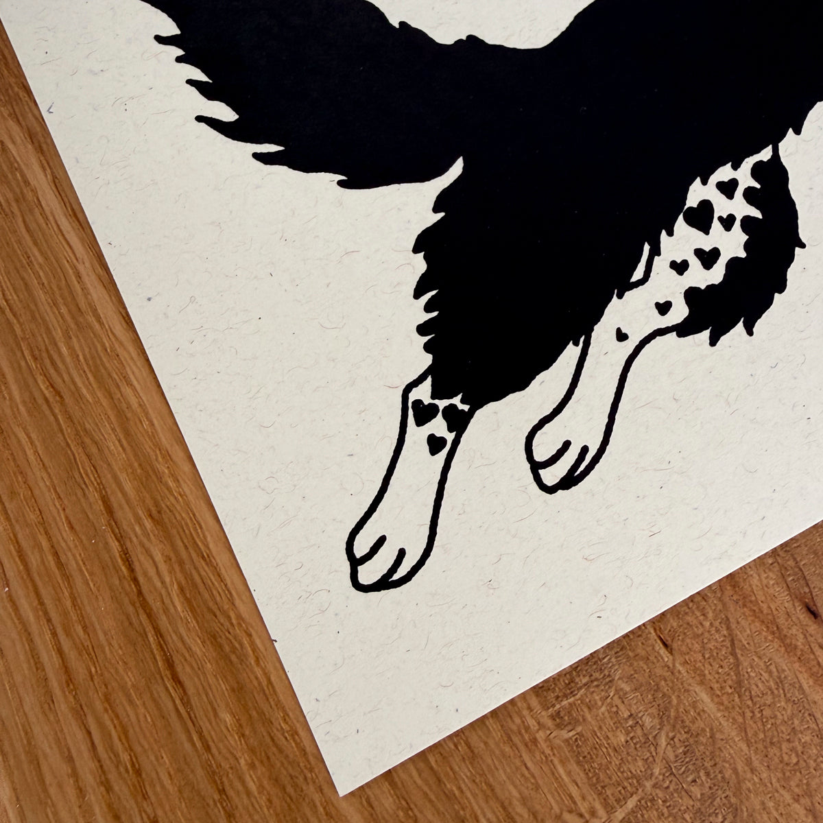 Border Collie Hearts - Signed 10x8in Silkscreen Print on Recycled Paper
