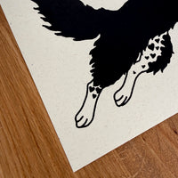 Border Collie Hearts - Signed 10x8in Silkscreen Print on Recycled Paper