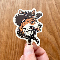 Corgi Cowdog - 3 Inch Matte Vinyl Western Cowboy Dog Sticker