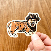 Corgi Cowdog Full Body - 3 Inch Matte Vinyl Western Cowboy Dog Sticker
