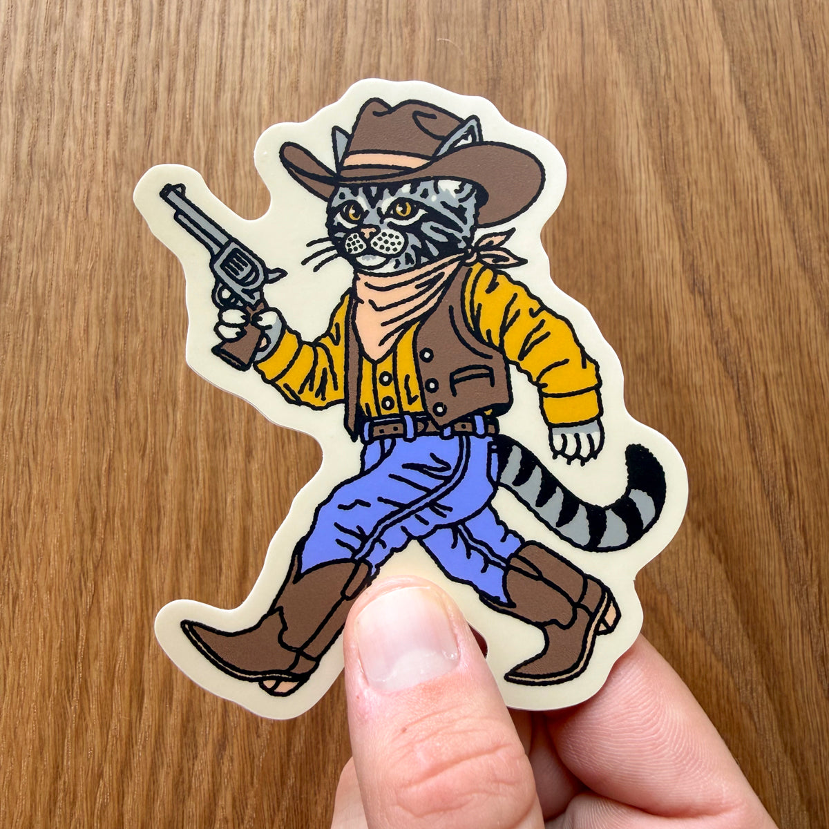 Gunslinger - 4 Inch Matte Vinyl Western Cowboy Cat Sticker
