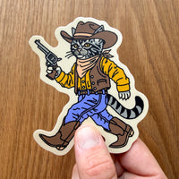 Gunslinger - 4 Inch Matte Vinyl Western Cowboy Cat Sticker