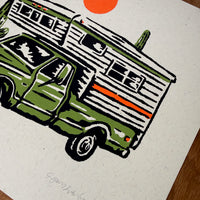 Desert Camper - Signed 8x10in Silkscreen Print on Recycled Paper