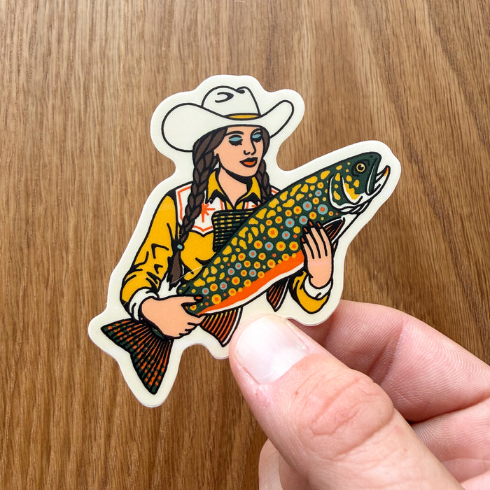 Brook Trout Cowgirl #2 3 Inch Matte Vinyl Sticker
