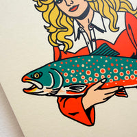 Dolly Holding Varden - Signed 8x10in Silkscreen Country Music Fish Print