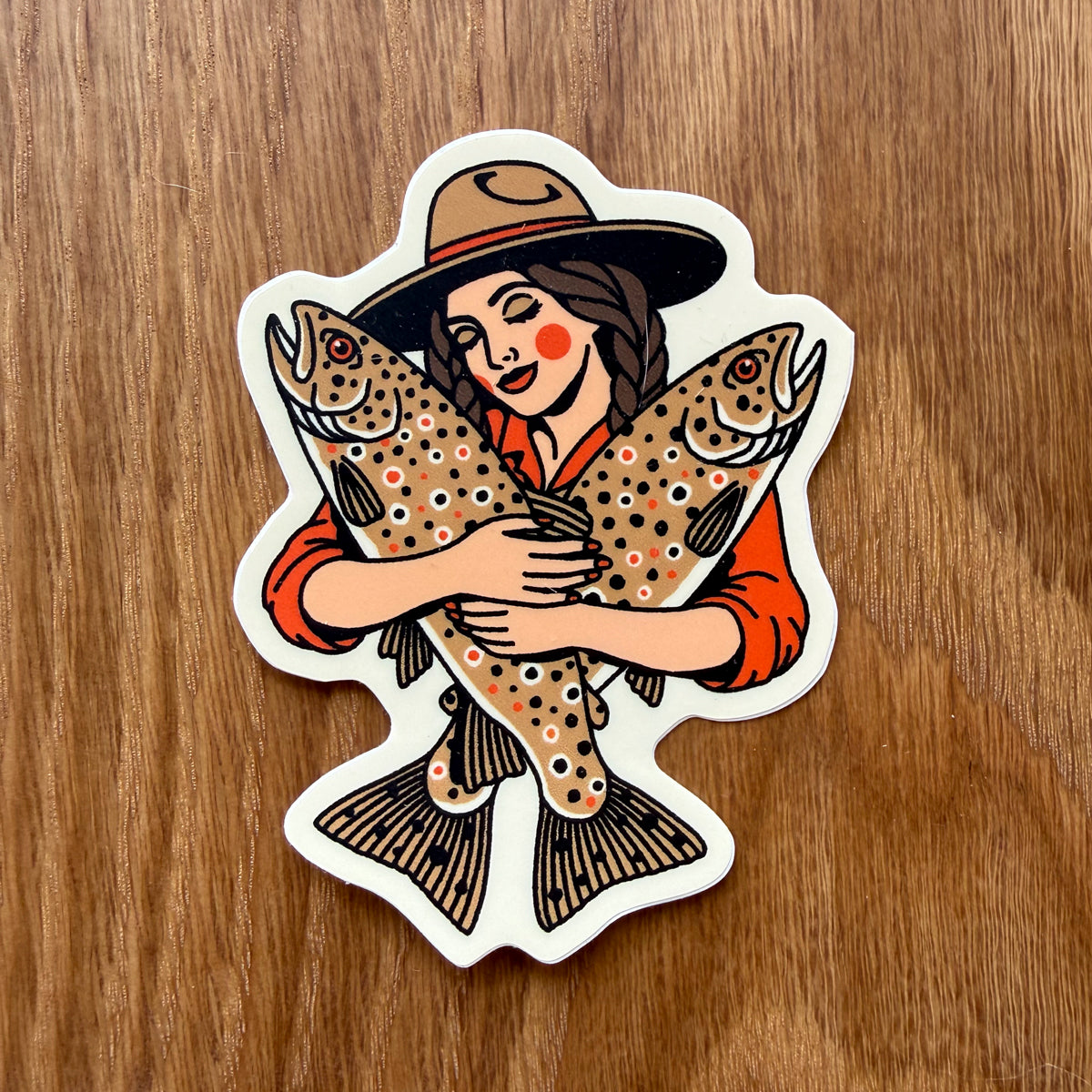 Brown Trout Cowgirl #1 3 Inch Matte Vinyl Sticker