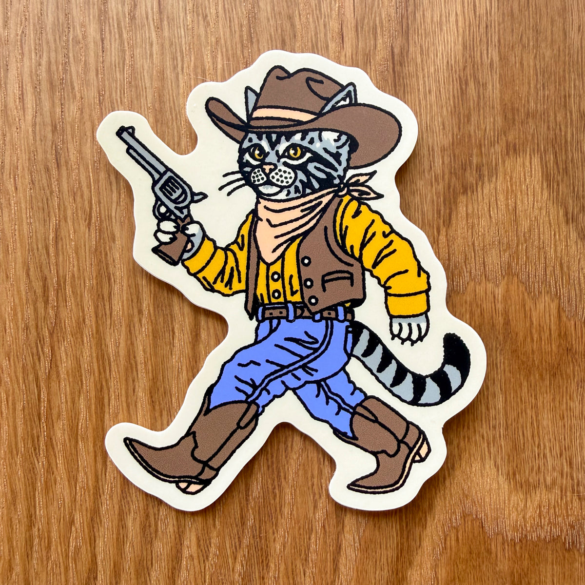 Gunslinger - 4 Inch Matte Vinyl Western Cowboy Cat Sticker
