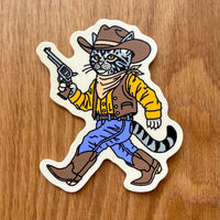 Gunslinger - 4 Inch Matte Vinyl Western Cowboy Cat Sticker