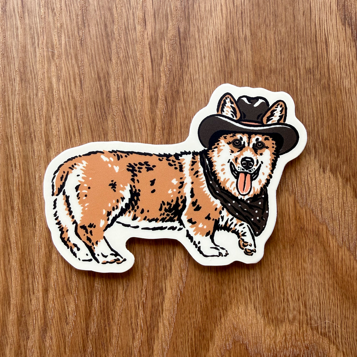 Corgi Cowdog Full Body - 3 Inch Matte Vinyl Western Cowboy Dog Sticker