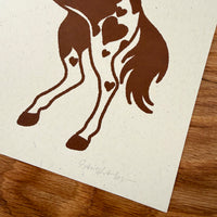 Rearing Hearts Horse - Signed 8x10in Silkscreen Print on Recycled Paper