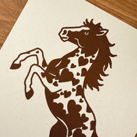 Rearing Hearts Horse - Signed 8x10in Silkscreen Print on Recycled Paper