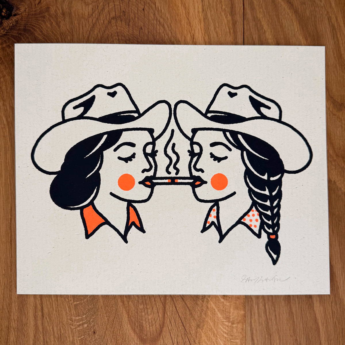 Share A Smoke - Signed 10x8in Silkscreen Print on Recycled Paper
