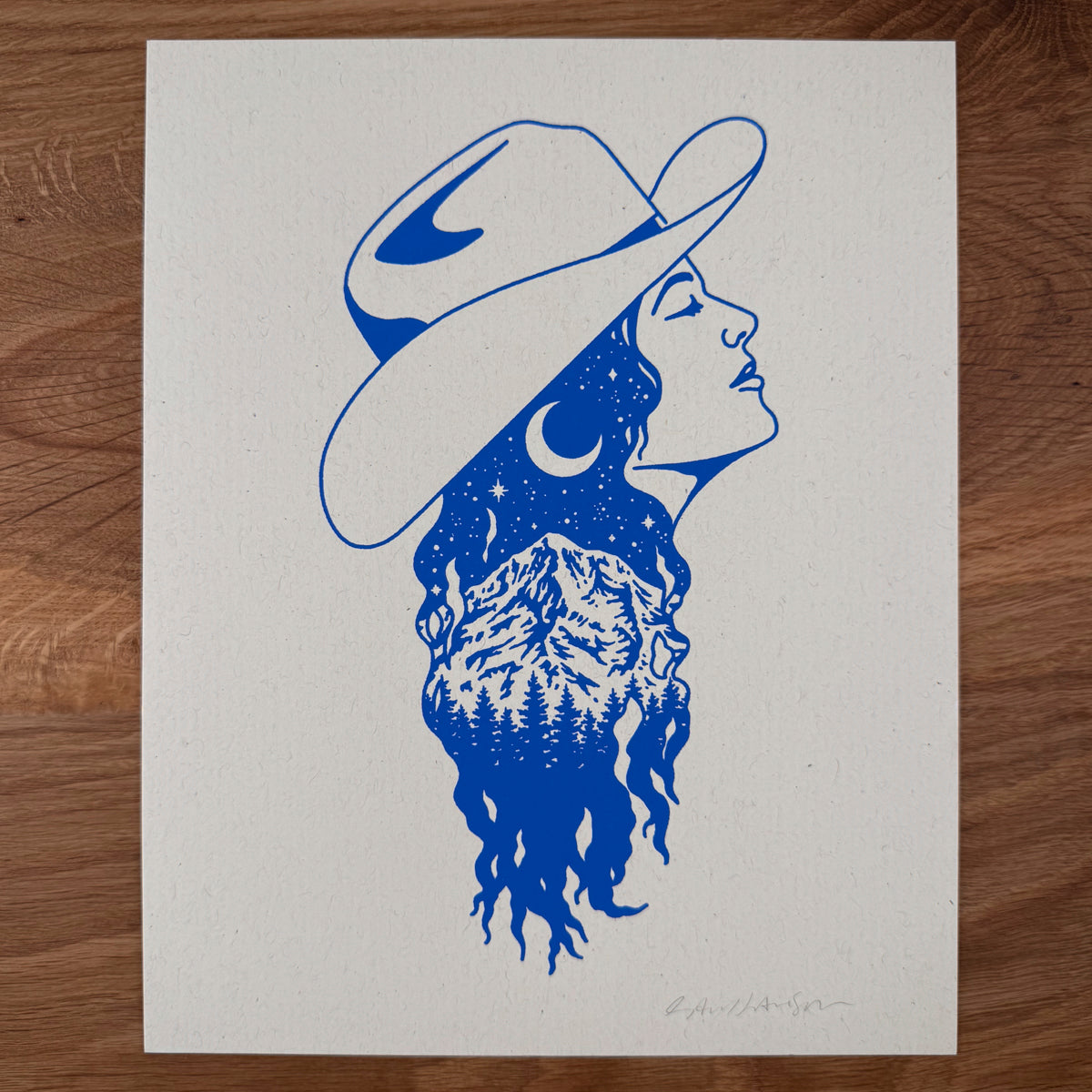 Mt Hood Cowgirl - Signed 8x10in Silkscreen Print on Recycled Paper