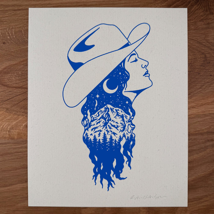 Mt Hood Cowgirl - Signed 8x10in Silkscreen Print on Recycled Paper