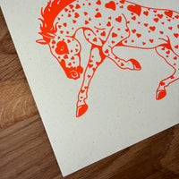 Mustang Hearts - Signed 10x8in Silkscreen Print on Recycled Paper