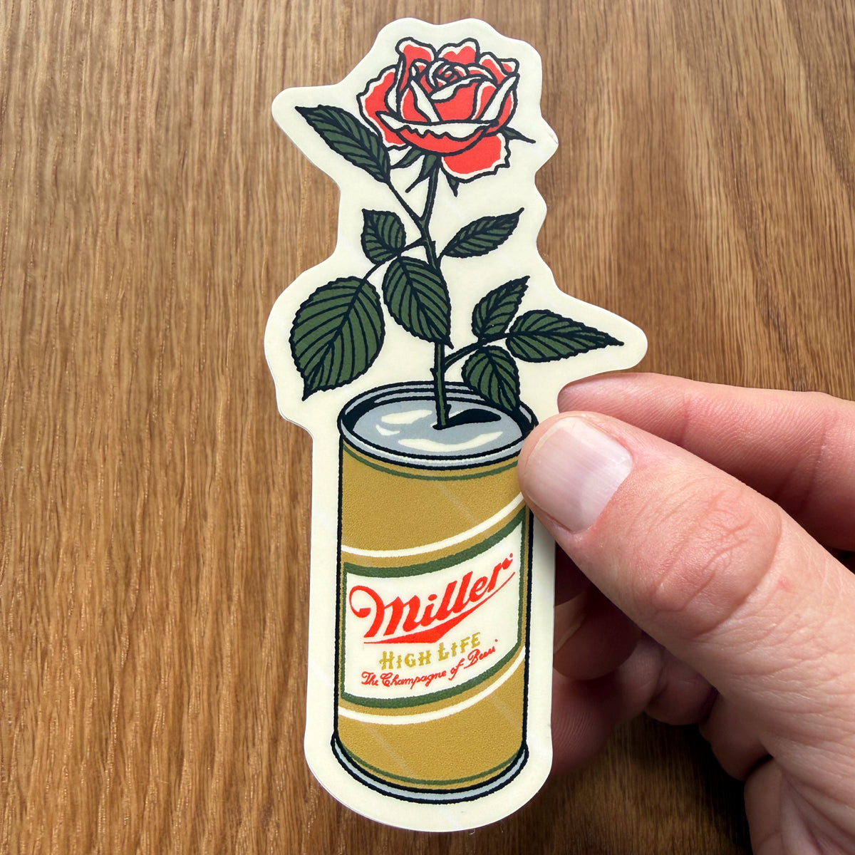 Red Rose Beer Can 4 Inch Matte Vinyl Sticker