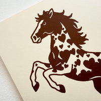 Rearing Hearts Horse (Brown) - Signed 8x10in Silkscreen Western Print