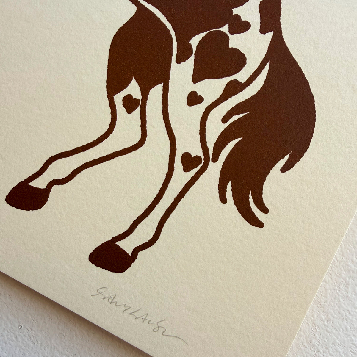 Rearing Hearts Horse (Brown) - Signed 8x10in Silkscreen Western Print