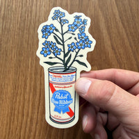 Forget Me Not Beer Can 4 Inch Matte Vinyl Sticker