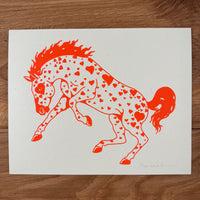 Mustang Hearts - Signed 10x8in Silkscreen Print on Recycled Paper
