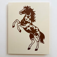 Rearing Hearts Horse (Brown) - Signed 8x10in Silkscreen Western Print