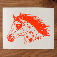 Bronco Hearts - Signed 10x8in Silkscreen Print on Recycled Paper