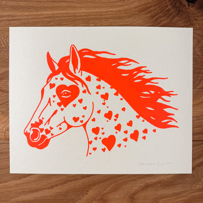 Bronco Hearts - Signed 10x8in Silkscreen Print on Recycled Paper
