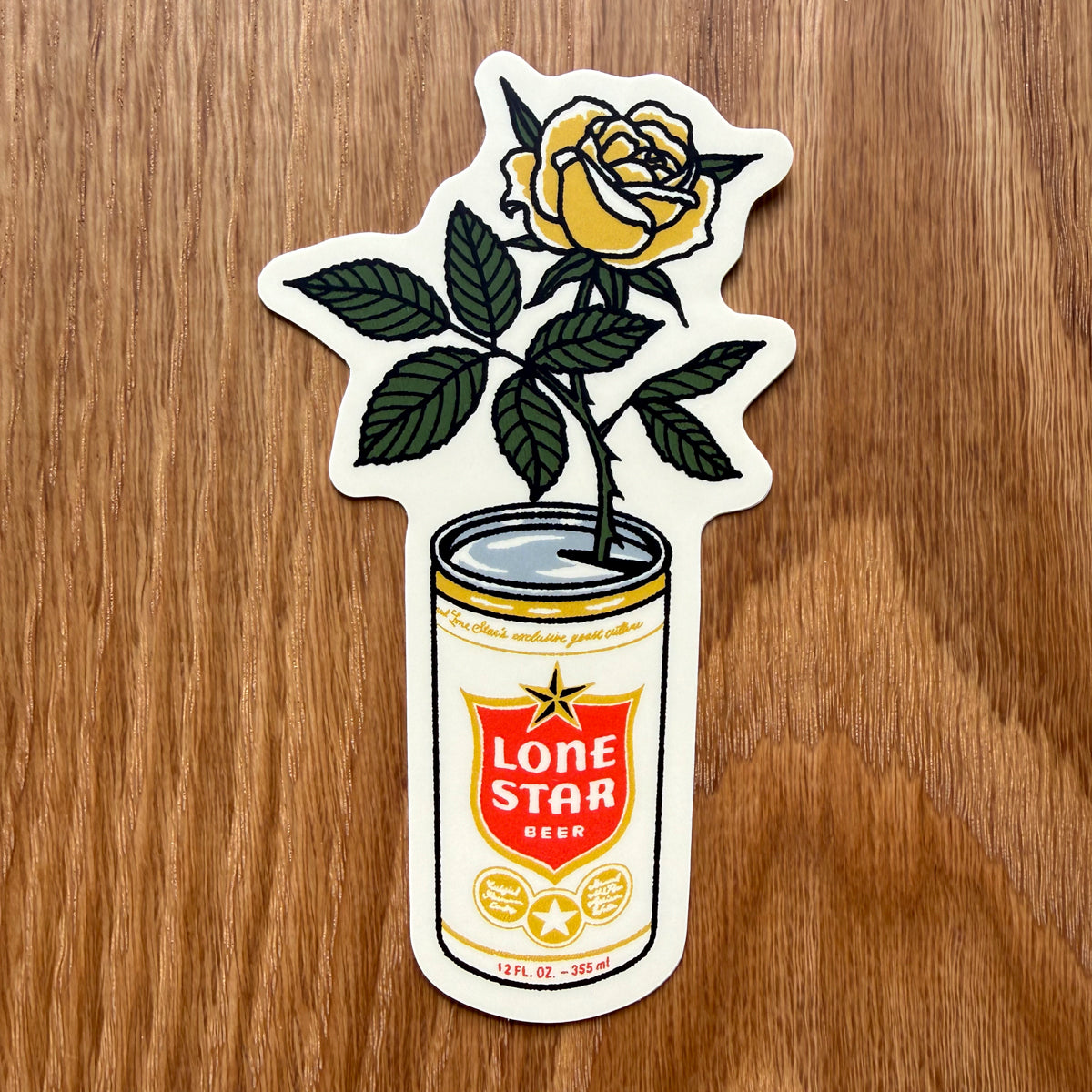 Yellow Rose Beer Can 4 Inch Matte Vinyl Sticker