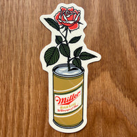 Red Rose Beer Can 4 Inch Matte Vinyl Sticker