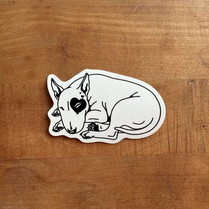 Bull Terrier Hearts (Black) Glossy Sticker