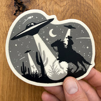 Invasion (Gray) - 4 Inch Matte Vinyl Western UFO Sticker