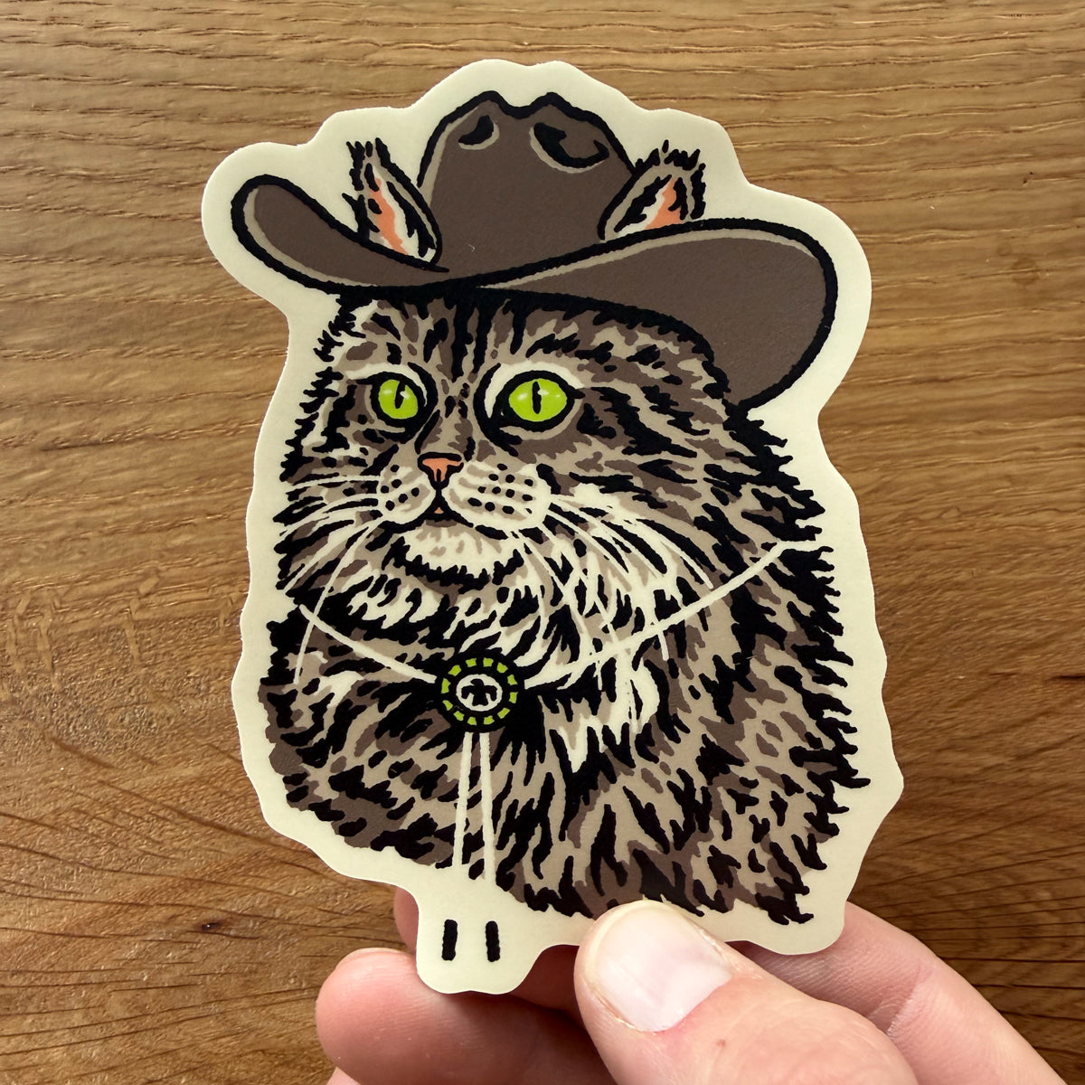 Maine Coon Cowcat- 4 Inch Matte Vinyl Western Cowboy Cat Sticker