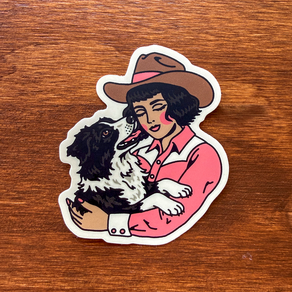 Border Collie Cowgirl 3in Matte Vinyl Sticker