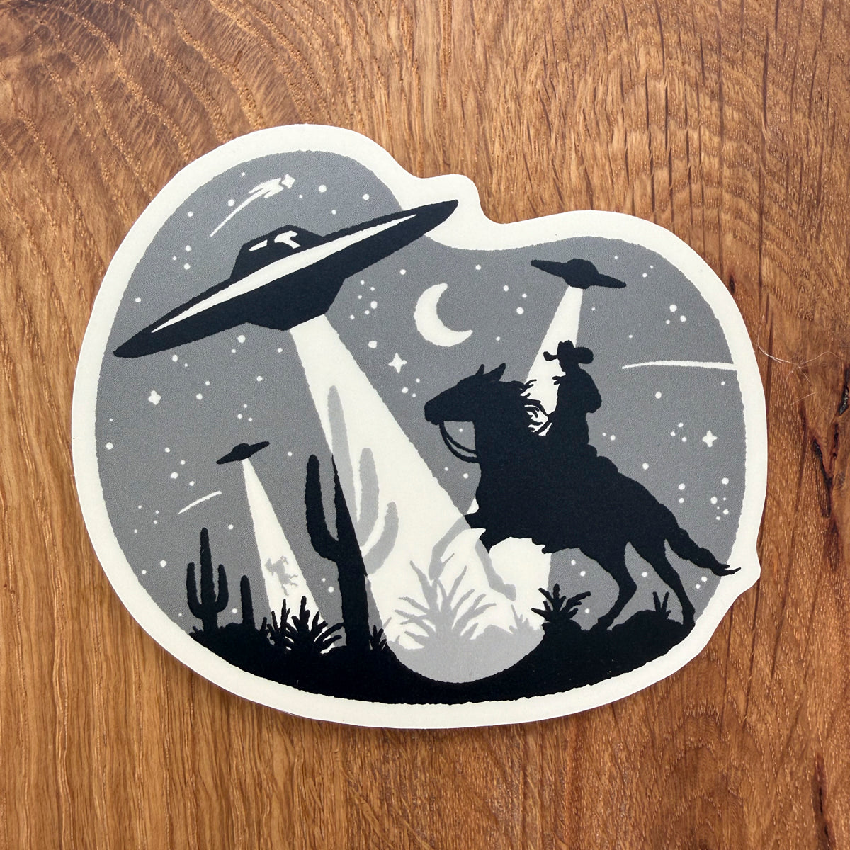 Invasion (Gray) - 4 Inch Matte Vinyl Western UFO Sticker