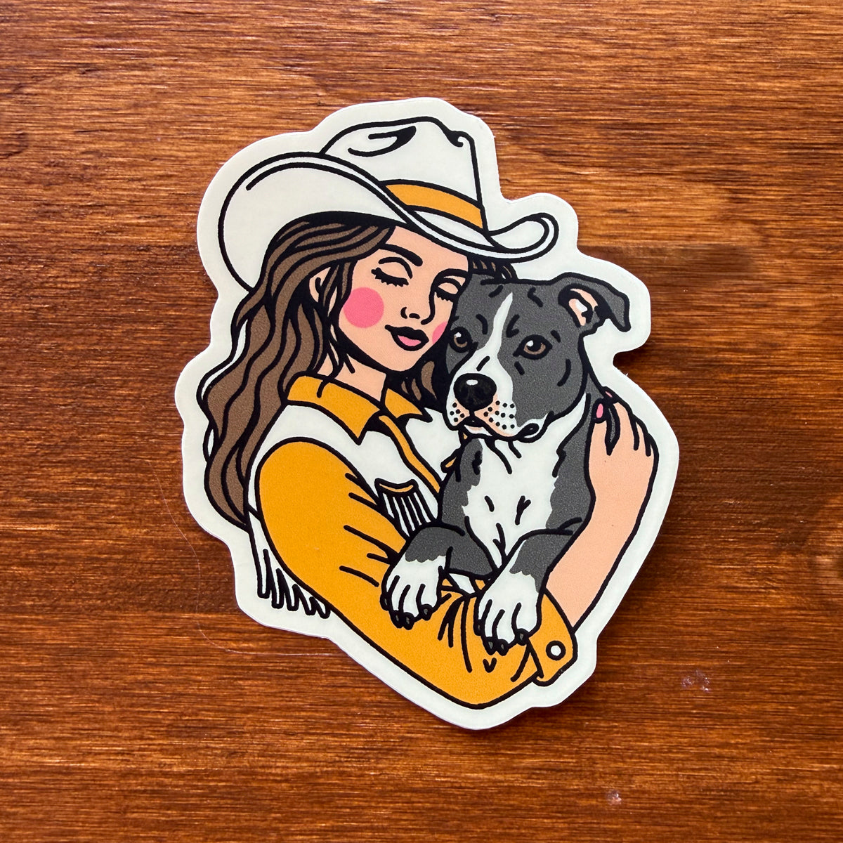 Pit Bull Cowgirl 3in Matte Vinyl Sticker