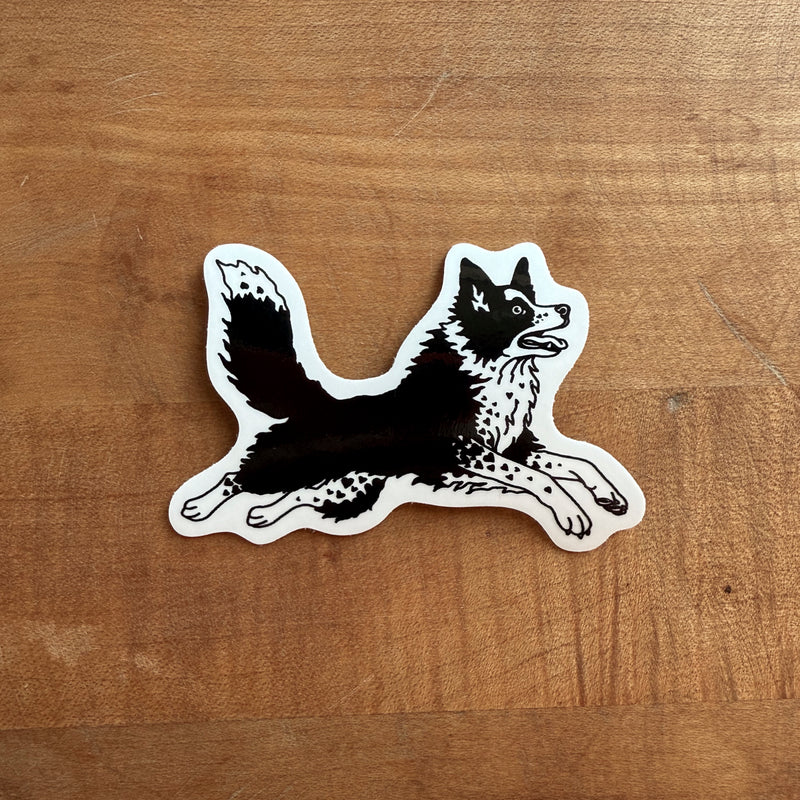 Border Collie Hearts (Black) Sticker