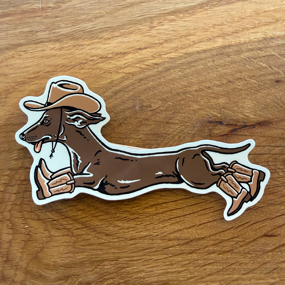 Weenie Ruff Rider - 4 Inch Glossy Vinyl Cowboy Dog Sticker