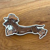 Weenie Ruff Rider - 4 Inch Glossy Vinyl Cowboy Dog Sticker