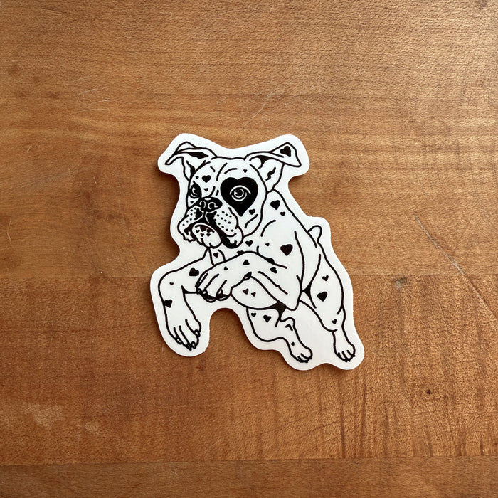 Boxer Hearts (Black) Glossy Sticker