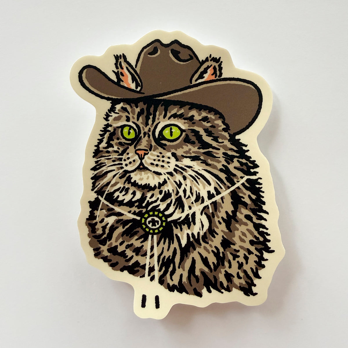 Maine Coon Cowcat- 4 Inch Matte Vinyl Western Cowboy Cat Sticker