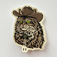 Maine Coon Cowcat- 4 Inch Matte Vinyl Western Cowboy Cat Sticker