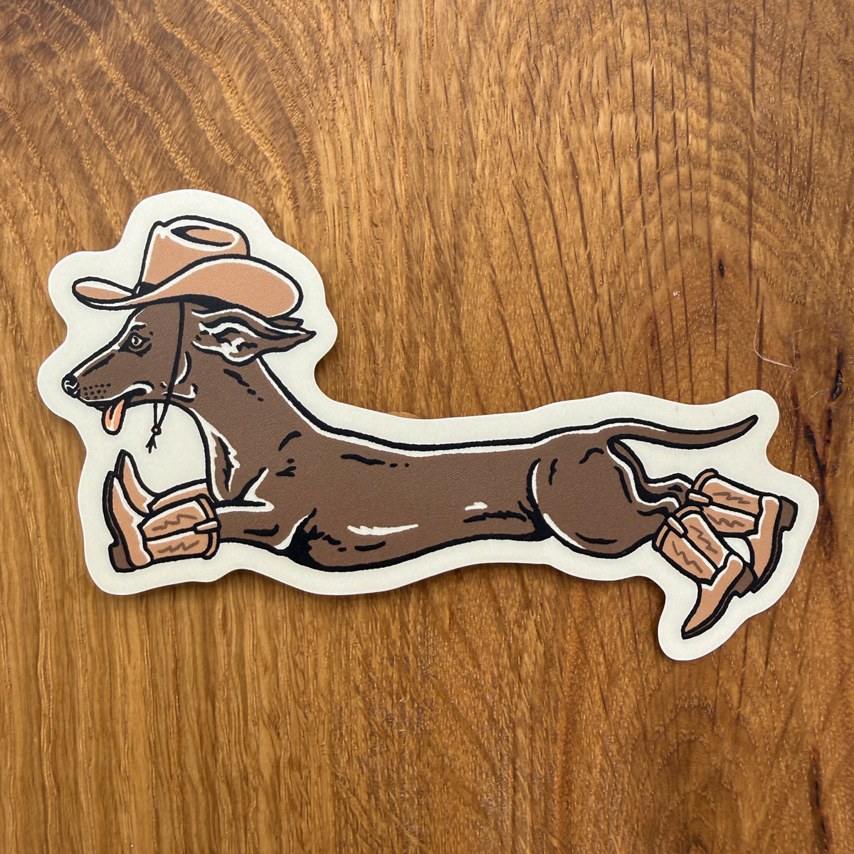 Weenie Ruff Rider - 4 Inch Matte Vinyl Cowboy Dog Sticker