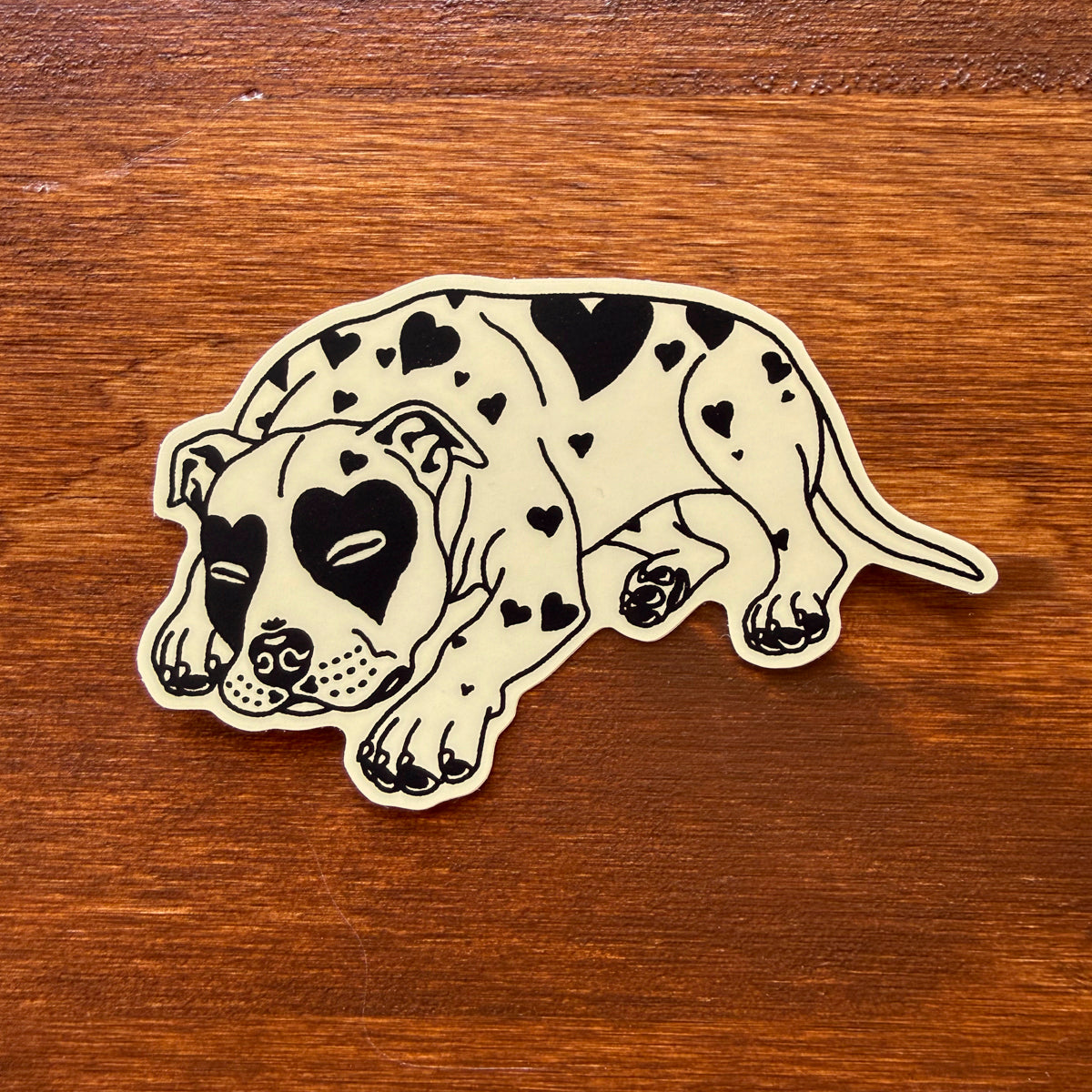 Pit Bull Hearts (Black/Cream) 3 Inch Matte Vinyl Sticker