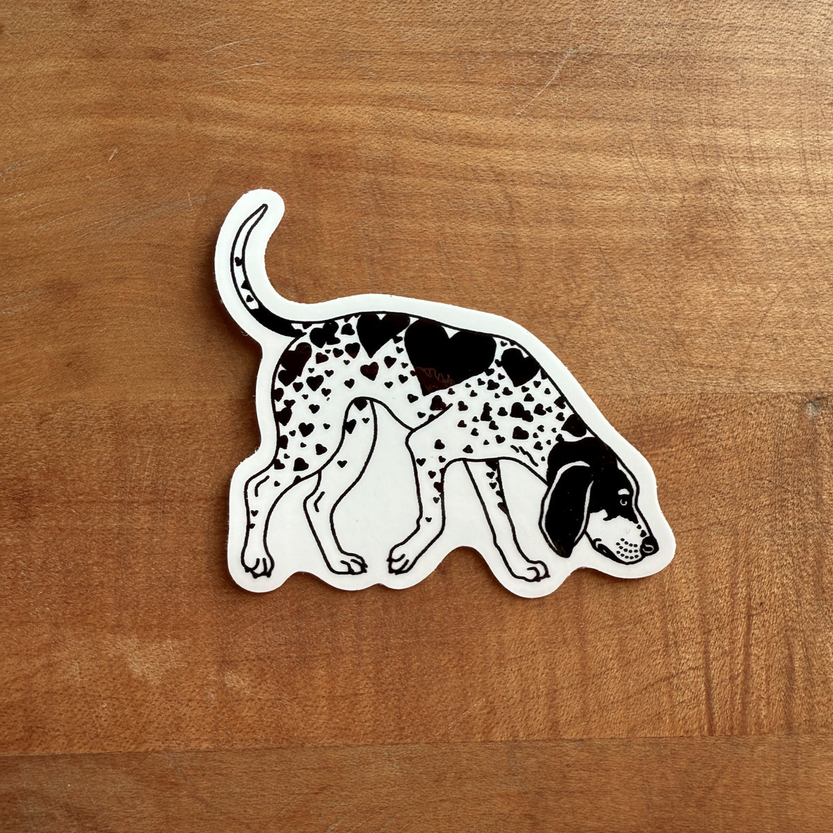 Bluetick Hearts (Black) Glossy Sticker